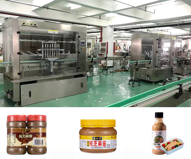 全自動芝麻醬灌裝機生產線及灌裝樣品展示